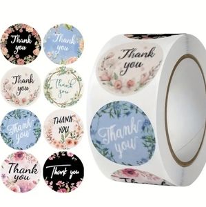500pc🌼 Floral "Thank You" Stickers ♡ 4 Color/8 Design Variety Pack ☆》NWT《☆